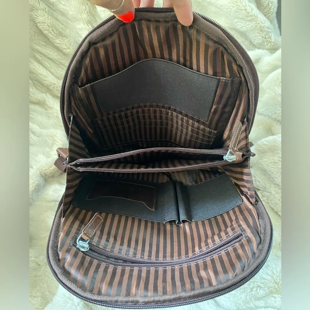 Jack Georges Brown Leather Convertible Backpack Crossbody Bag